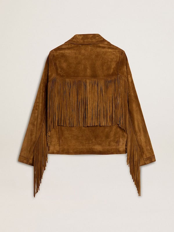 Golden Goose - Women’s tobacco-colored suede jacket women with fringes in 
