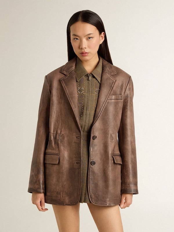 Golden Goose - Women's brown leather jacket in 
