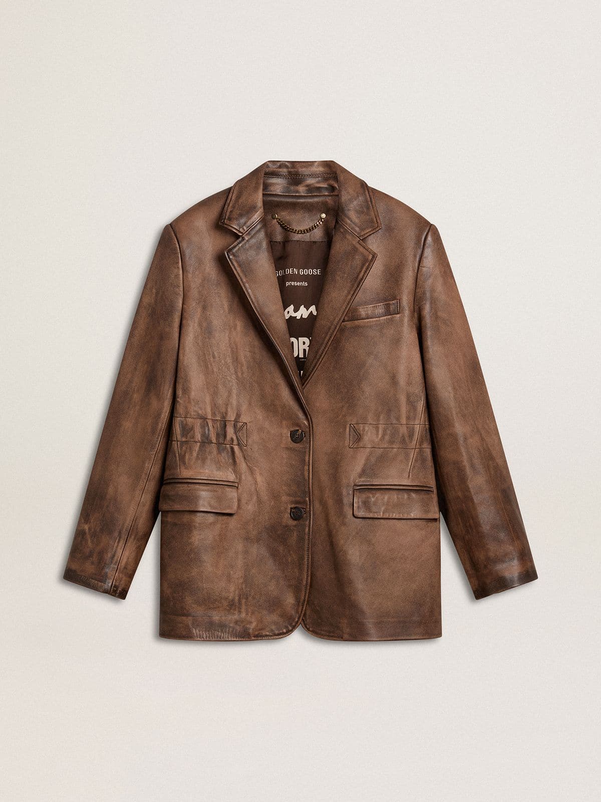Golden Goose - Giacca in pelle marrone da donna  in 
