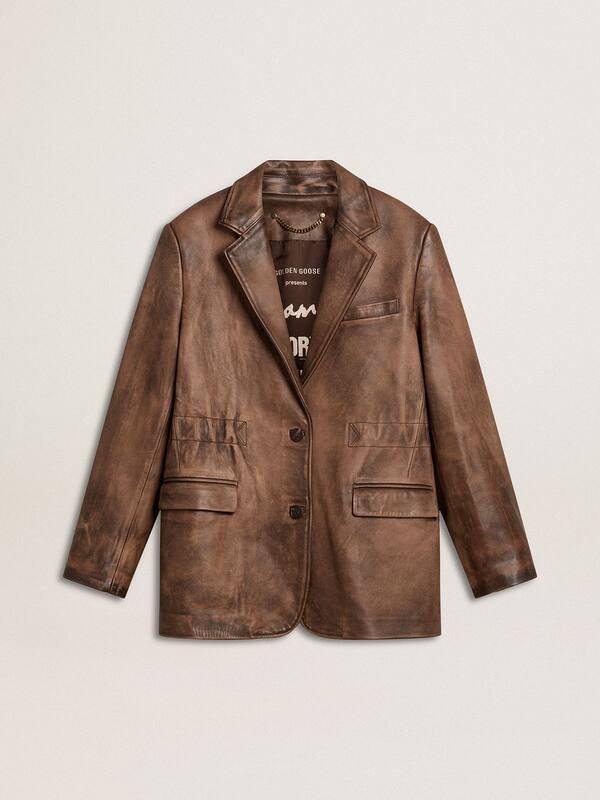 Golden Goose - Women's brown leather jacket in 