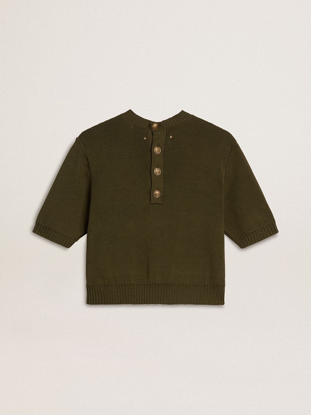 Golden Goose - Maglia a maniche corte da donna in cotone color verde militare in 