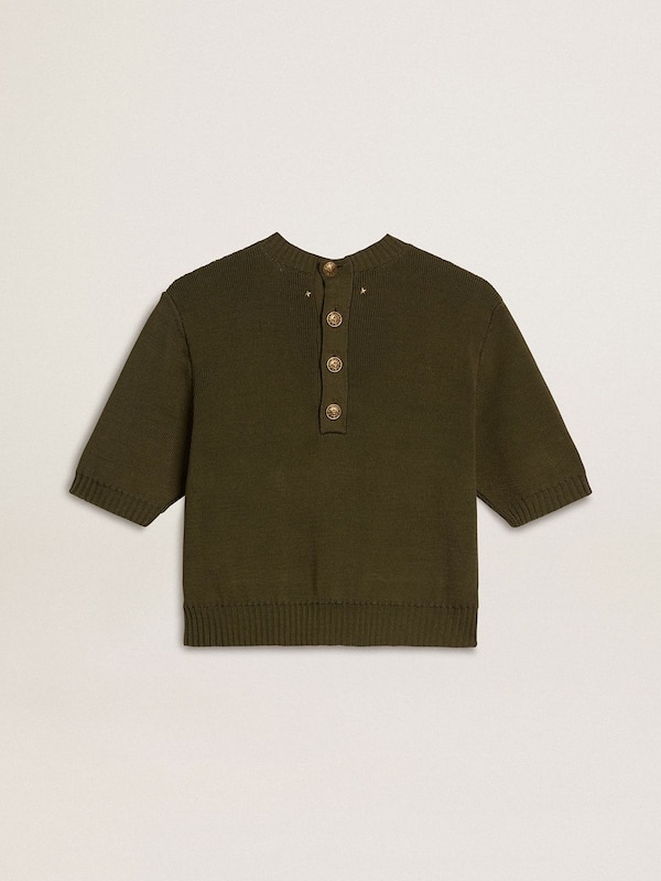 Golden Goose - Women's short-sleeved sweater in military-green cotton in 