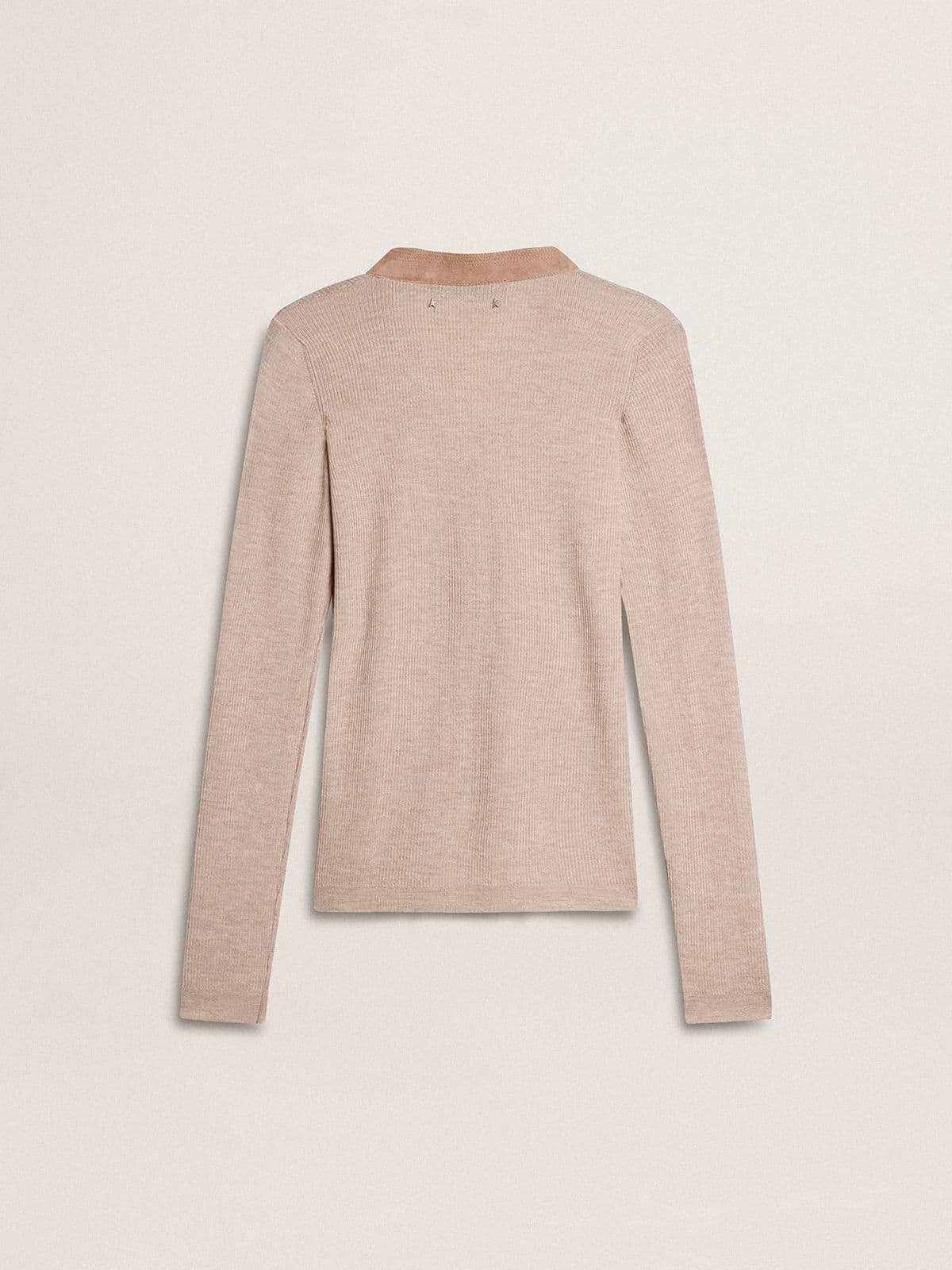 Golden Goose - Pull en laine beige avec détails en cuir in 