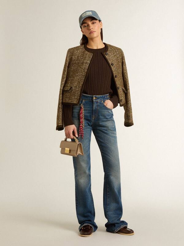 Golden Goose - Women's bootcut jeans with a vintage wash and metallic details in 