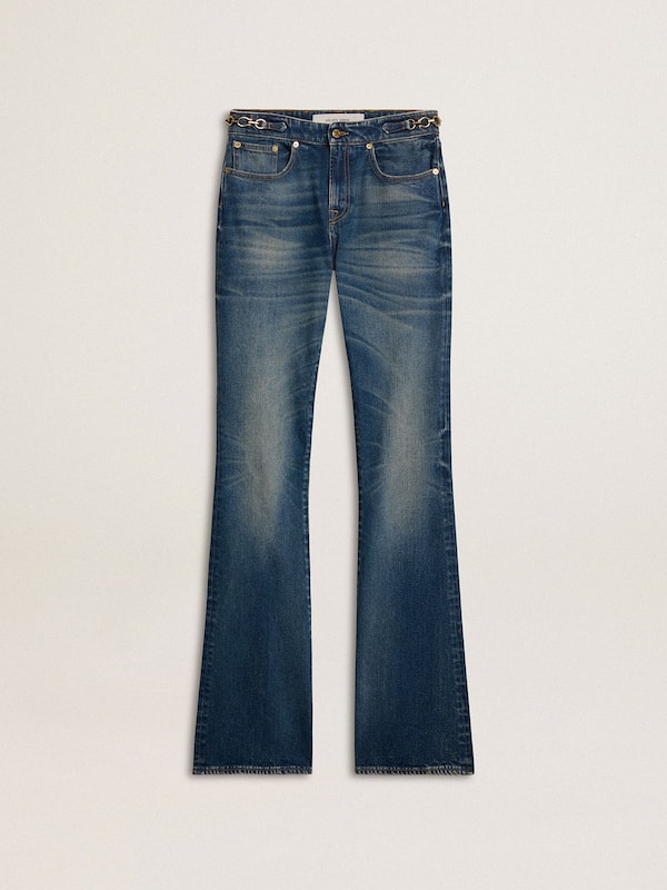 Golden Goose - Women's bootcut jeans with a vintage wash and metallic details in 