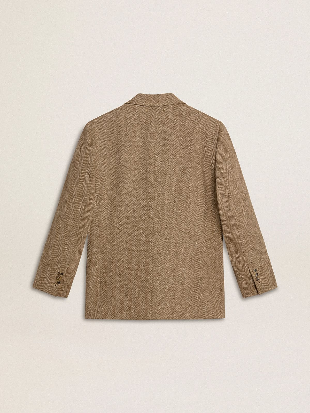 Golden Goose - Women's single-breasted blazer in sand-colored herringbone in 