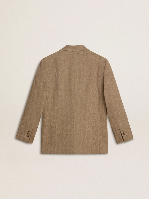 Golden Goose - Women's single-breasted blazer in sand-colored herringbone in 