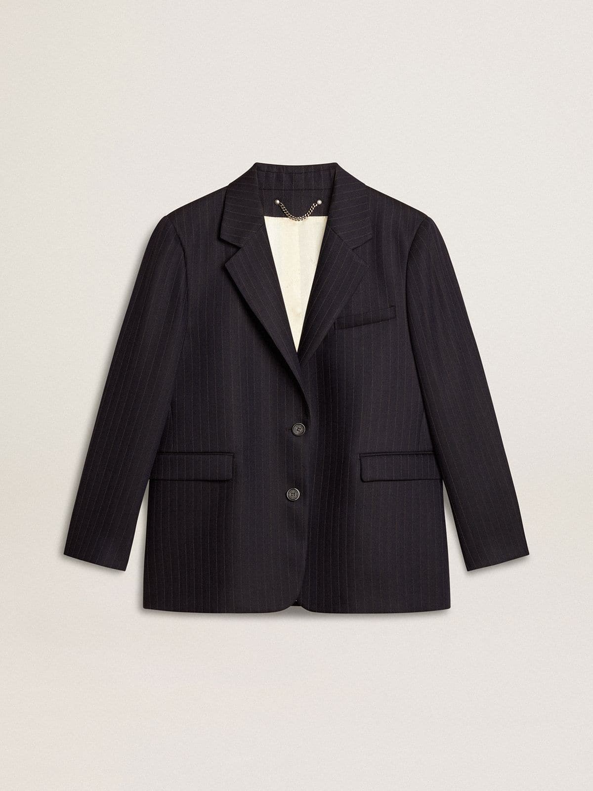 Golden Goose - Blazer de cierre recto de mujer en lana color azul noche in 