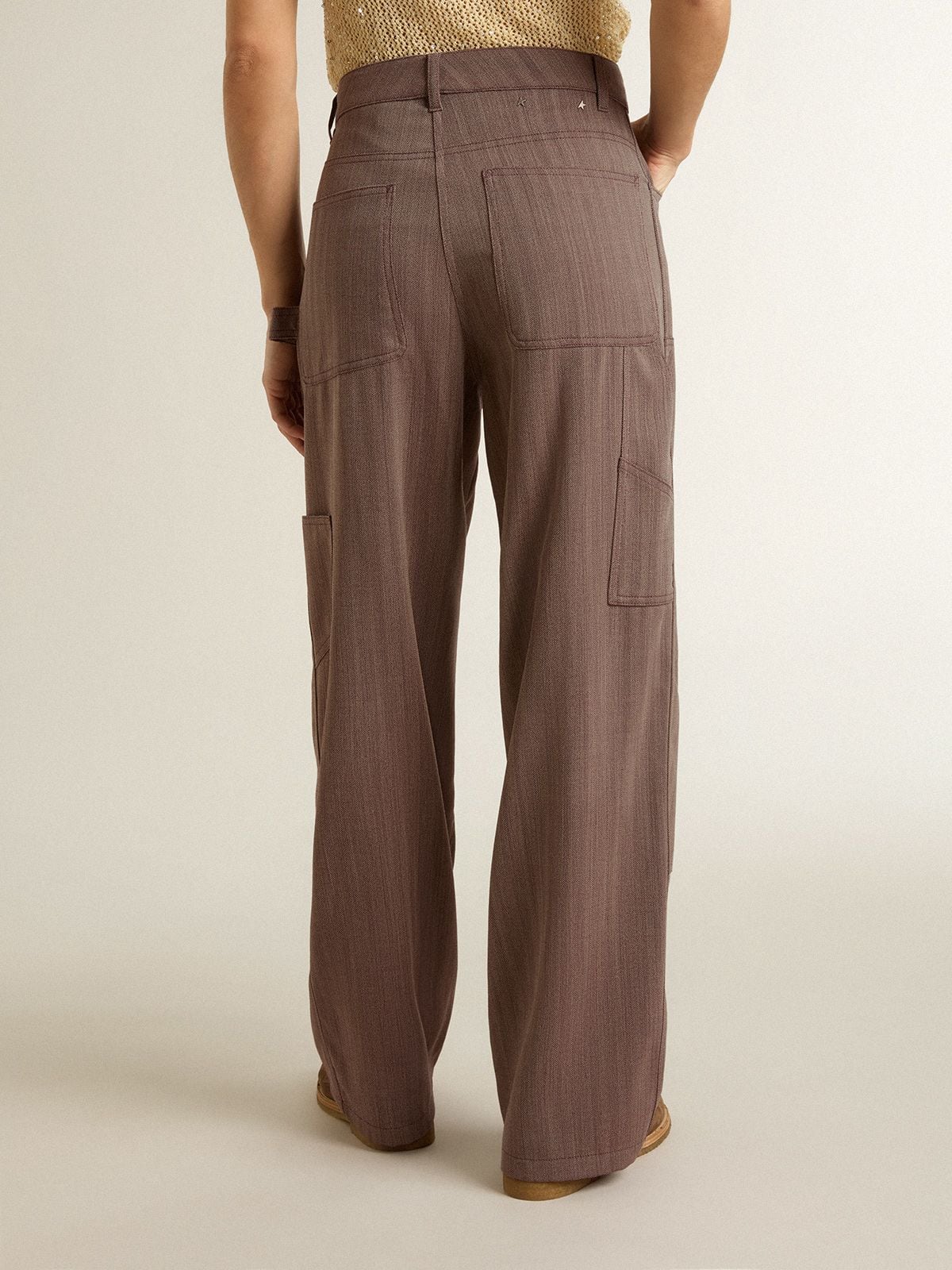 Golden Goose - Women’s wool blend pants in light brown micro chevron in 