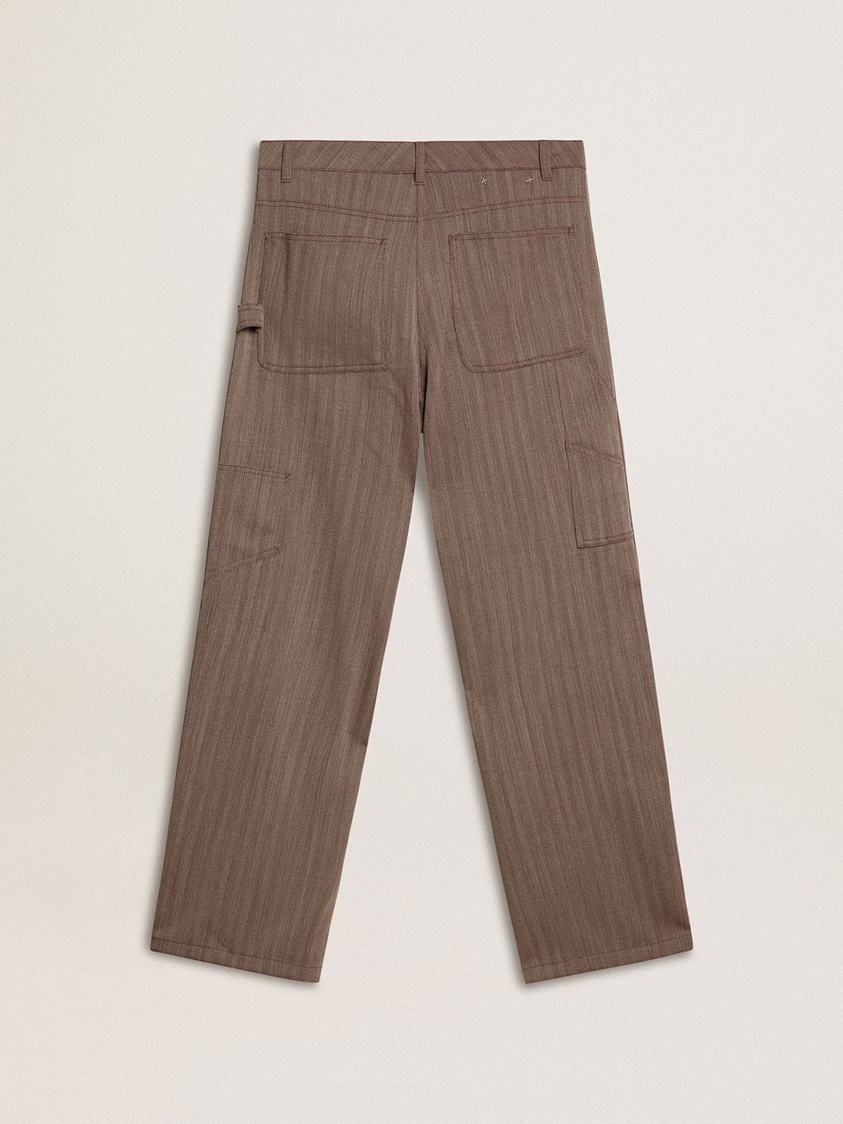 Chevron Pattern Slacks Women’s wool blend pants in light brown micro chevron