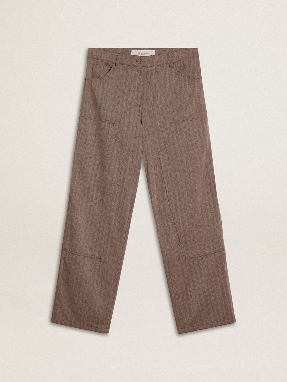 Golden Goose - Women’s wool blend pants in light brown micro chevron in 