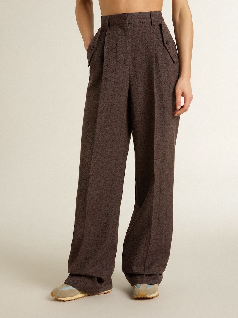 Golden Goose - Pantal&oacute;n de mujer en lana virgen marr&oacute;n in 