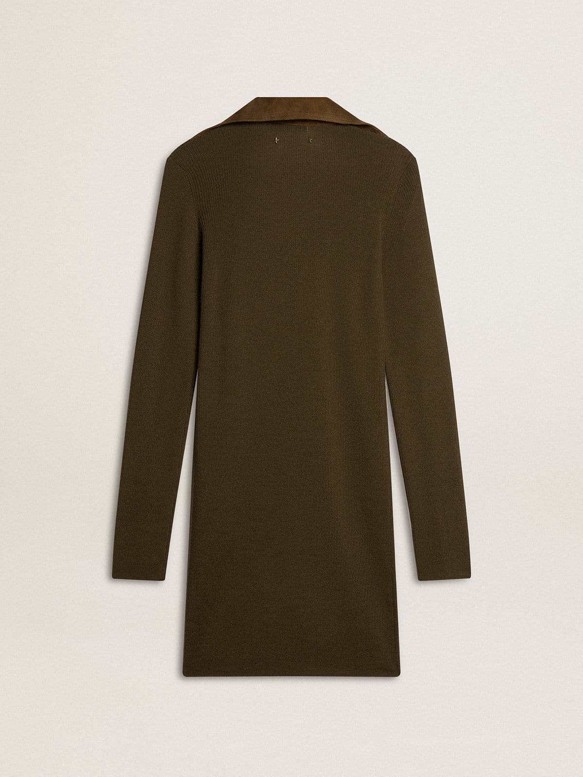 Golden Goose - Mini-robe en laine vert militaire avec détails en cuir in 