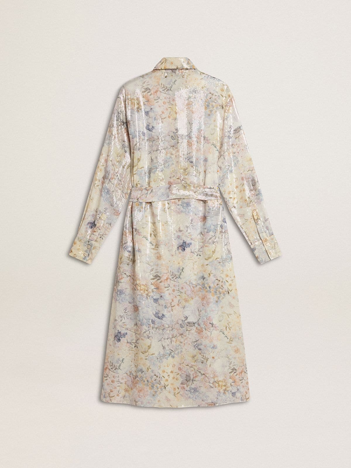 Golden Goose - Vestido camisero de mujer con estampado floral multicolor de lentejuelas in 