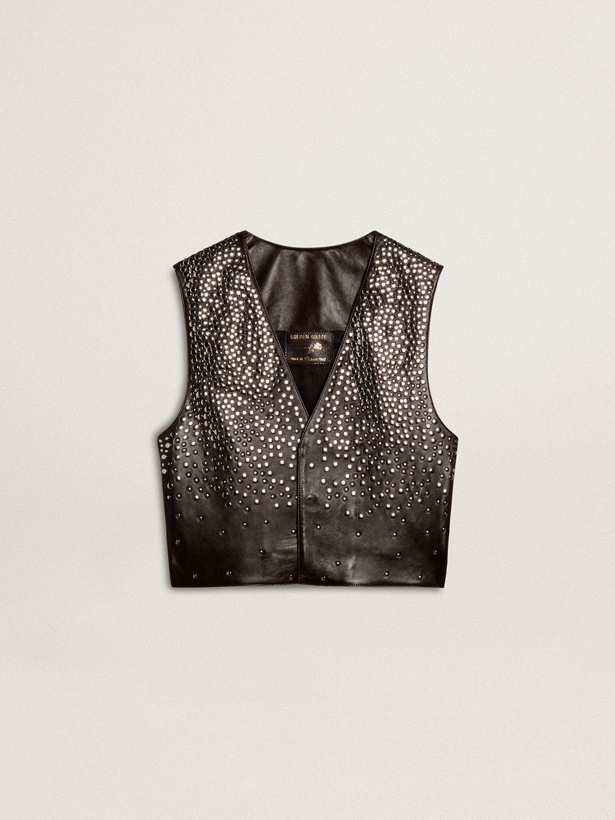 Golden Goose - Schwarze Damen-Lederweste mit Nieten in Dégradé-Optik in 