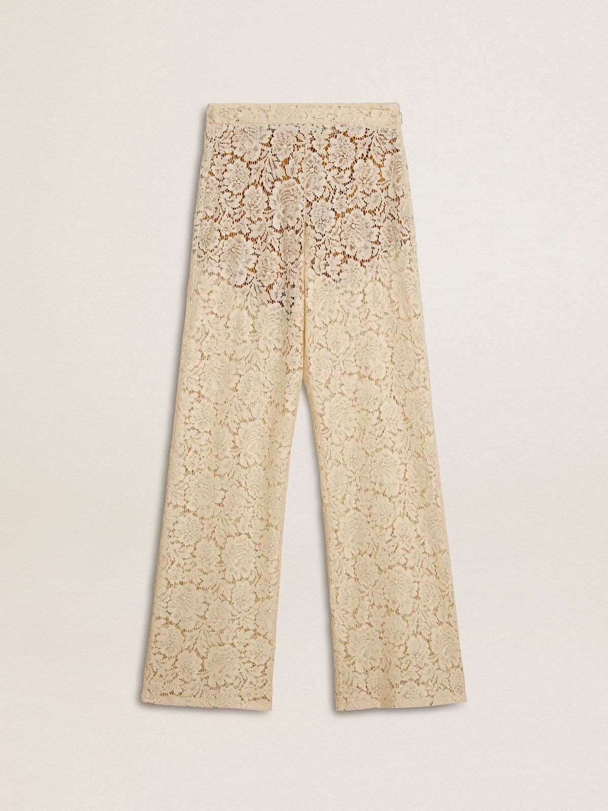 Golden Goose - Pantalone da donna in pizzo color crema see-through in 