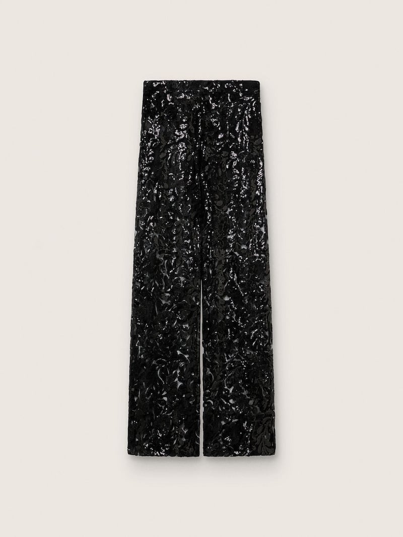 Golden Goose - Damenhose aus T&uuml;ll mit Blumenstickerei aus schwarzen Pailletten in 