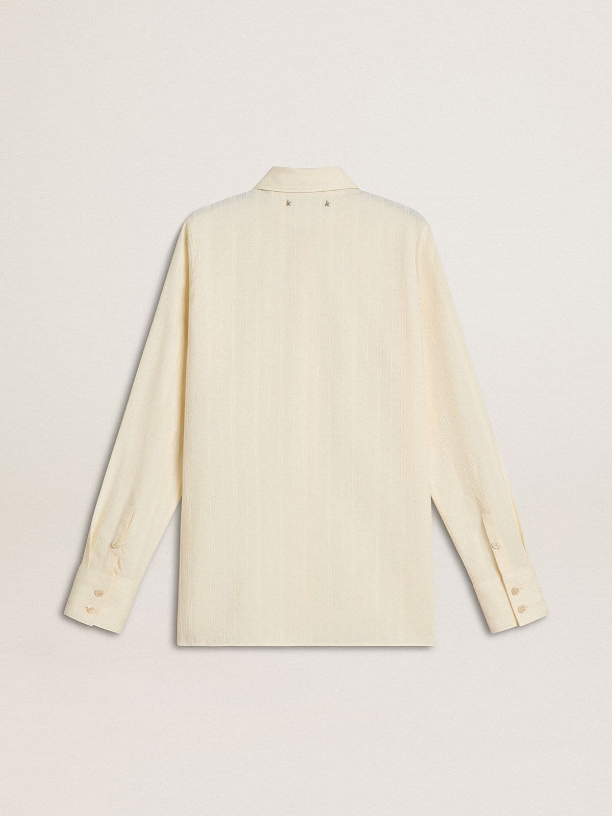 Golden Goose - Camisa de mujer de algodón color nata con bordado floral in 