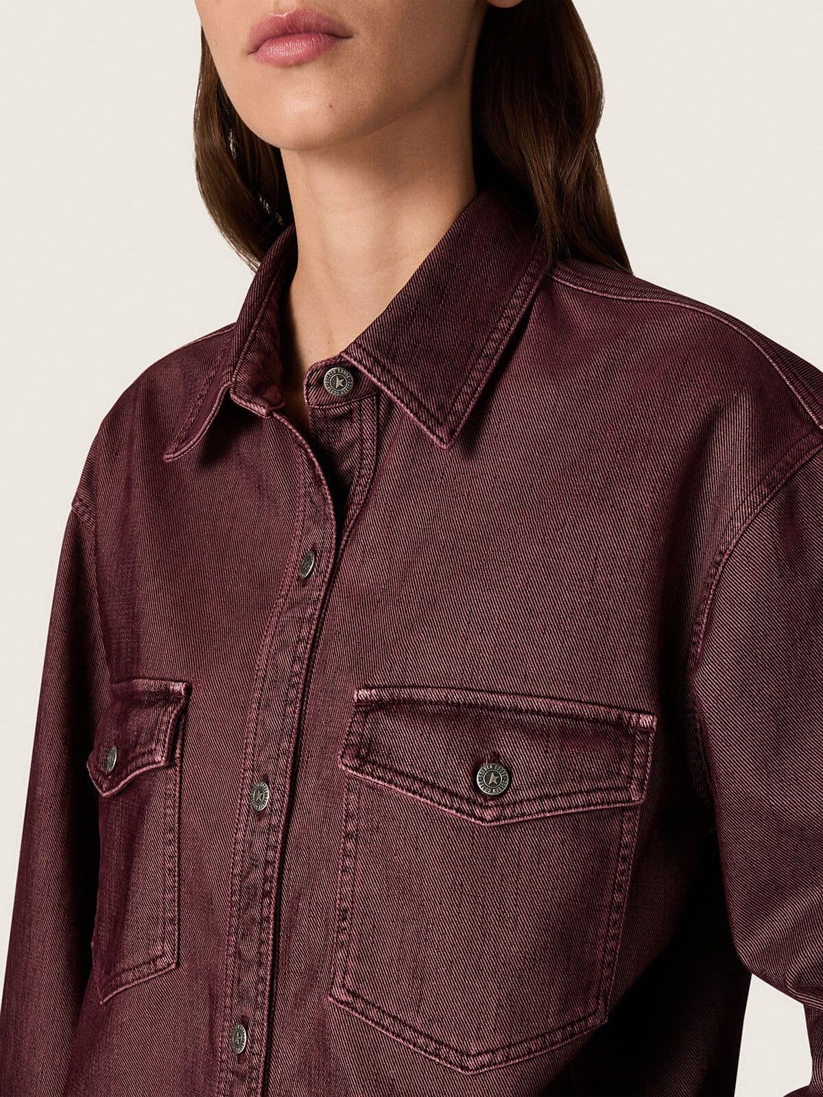 Golden Goose - Women's shirt in burgundy denim in 