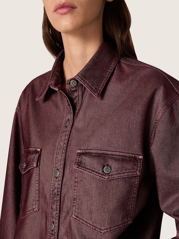 Golden Goose - Women's shirt in burgundy denim in 