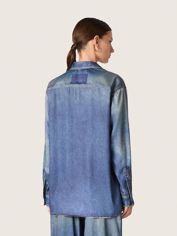 Golden Goose - Women's oversized shirt with a lived-in denim effect in 