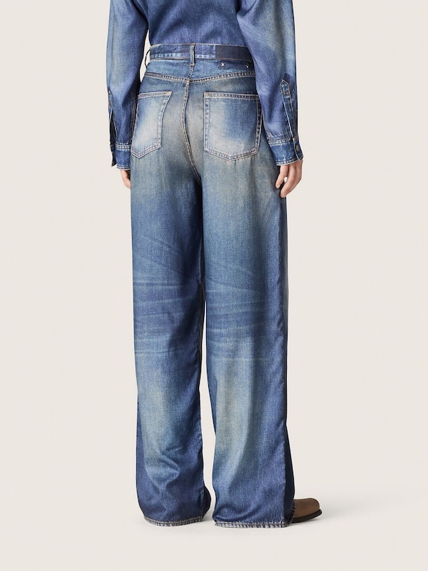 Golden Goose - Jeans boyfriend da Donna in denim blu con stampa archive in 