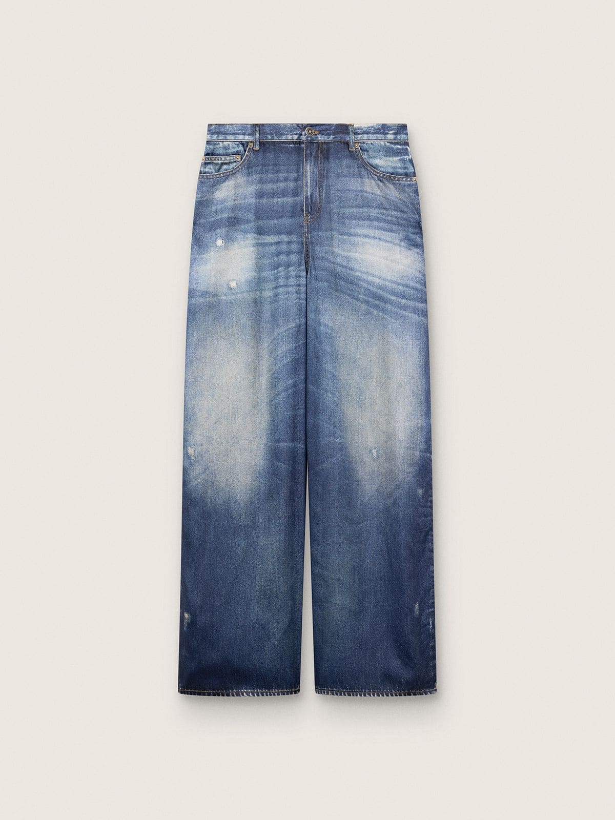 Golden Goose - Vaqueros boyfriend de mujer en denim azul con estampado de archivo in 