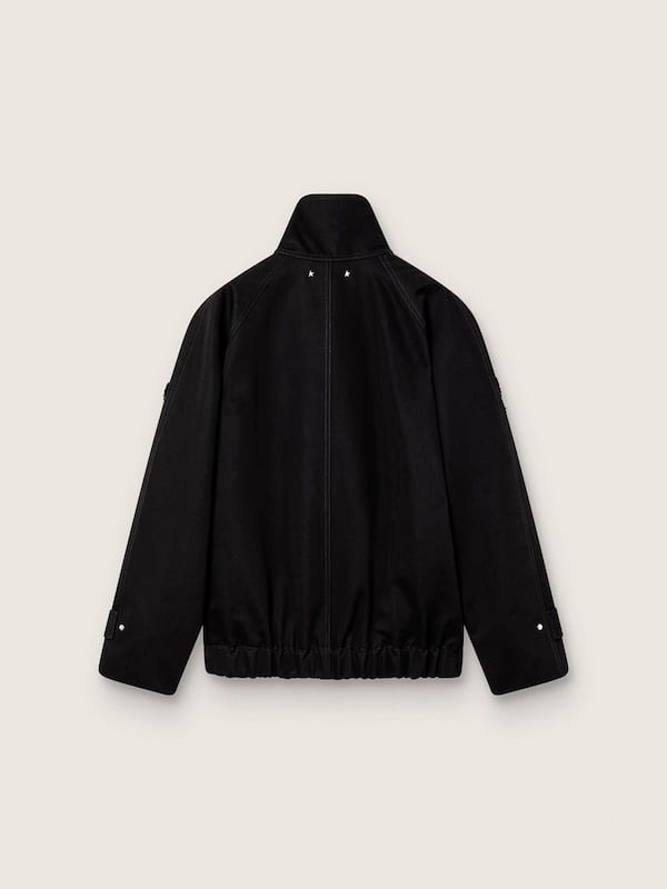 Golden Goose - Women’s oversized jacket in black cotton twill with floral sequin embroidery in 