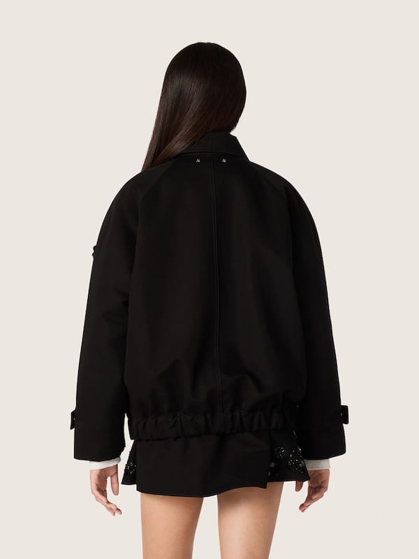 Golden Goose - Women’s oversized jacket in black cotton twill with floral sequin embroidery in 