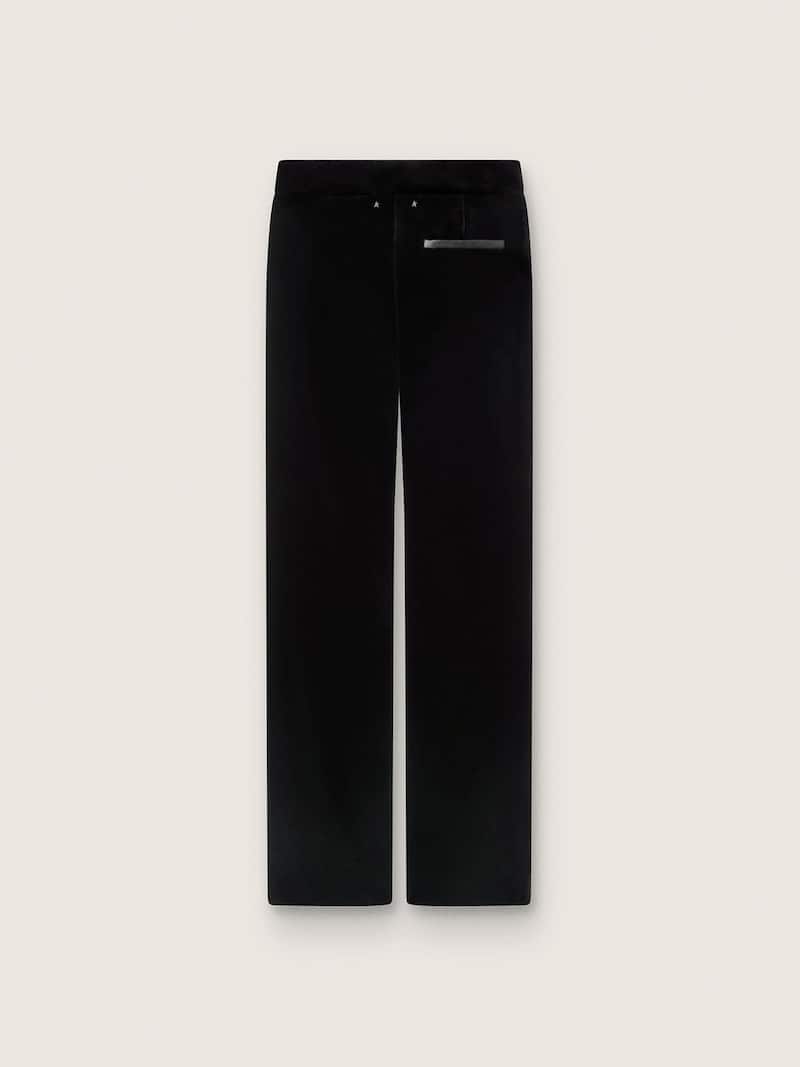 Golden Goose - Ausgestellte Damenhose im Slim-Fit aus schwarzem Baumwollsamt in 