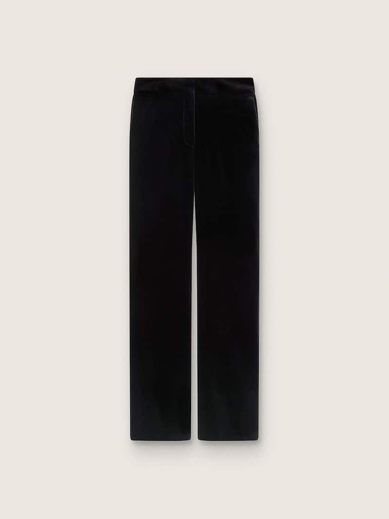 Pantalon slim évasé pour femme en velours de coton noir