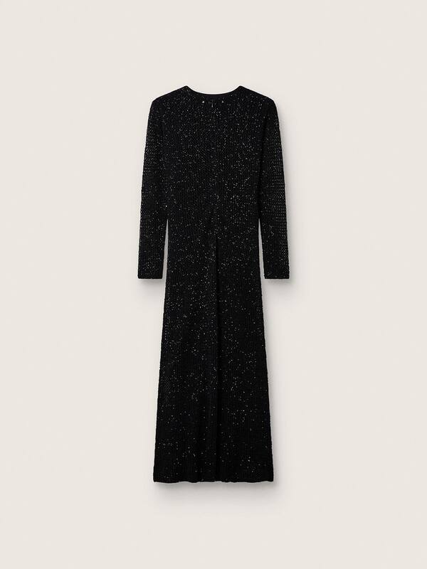Golden Goose - Women's long dress in black mesh with black sequins in 