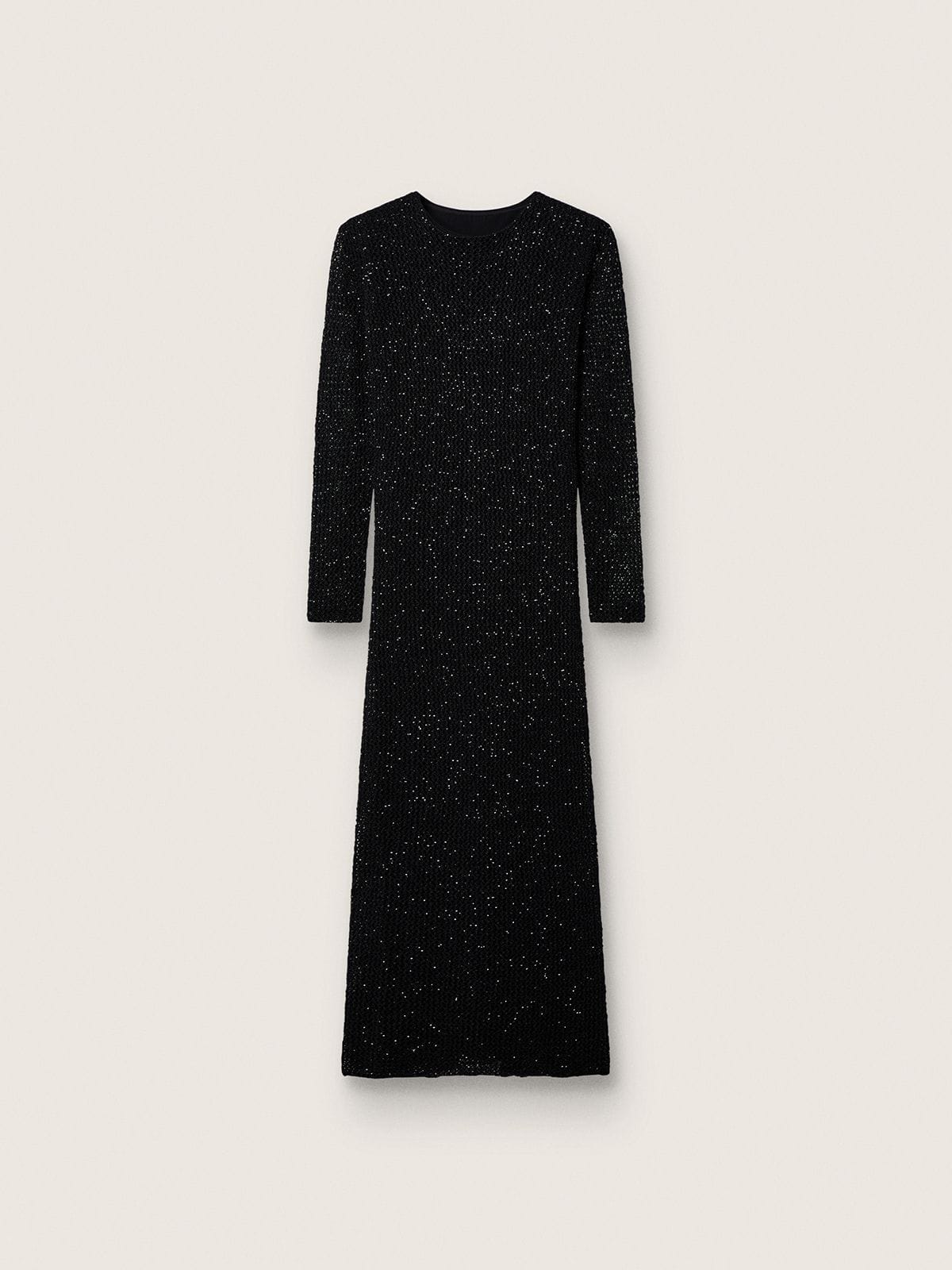 Golden Goose - Women's long dress in black mesh with black sequins in 