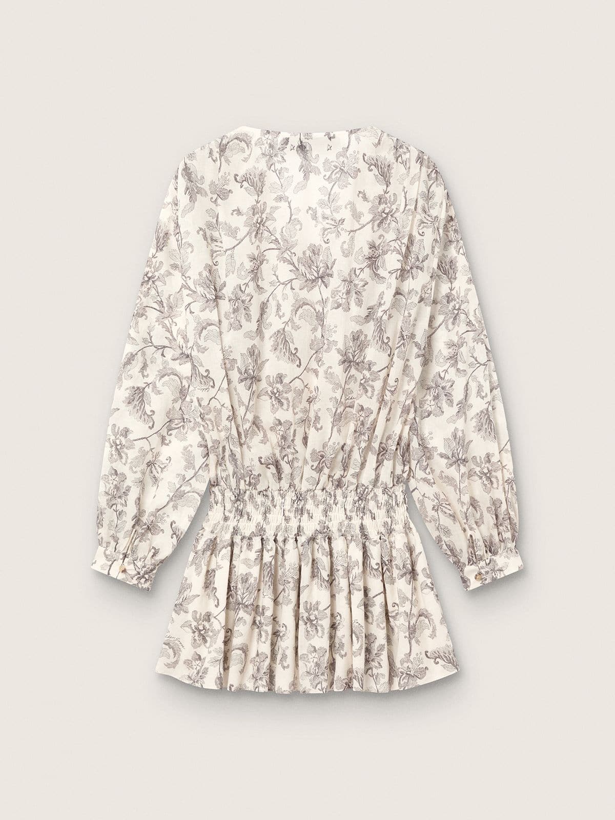 Women&rsquo;s cotton mini-dress with black and white floral print