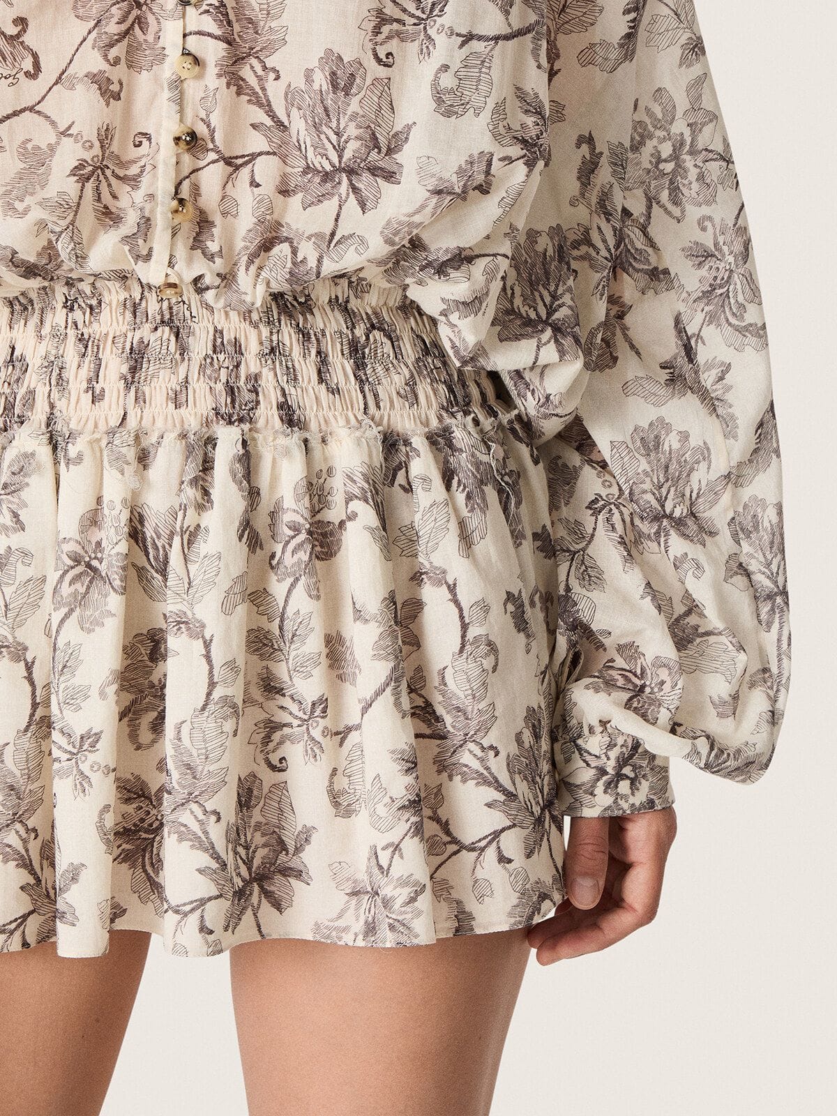 Golden Goose - Damenminikleid aus Baumwolle mit schwarz-wei&szlig;em Blumenprint in 