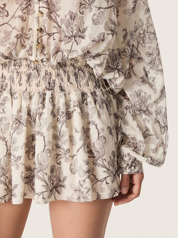 Golden Goose - Abito mini da Donna in cotone con stampa floreale bianca e nera in 