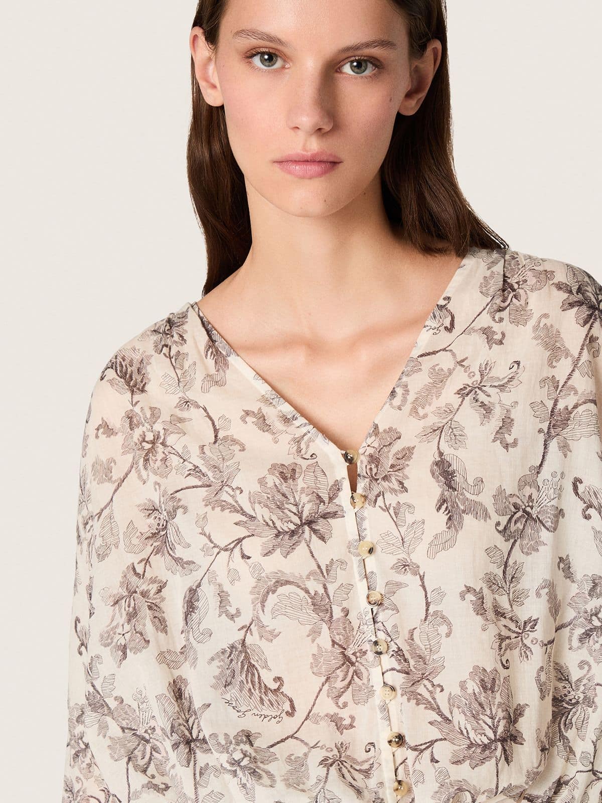 Golden Goose - Damenminikleid aus Baumwolle mit schwarz-wei&szlig;em Blumenprint in 