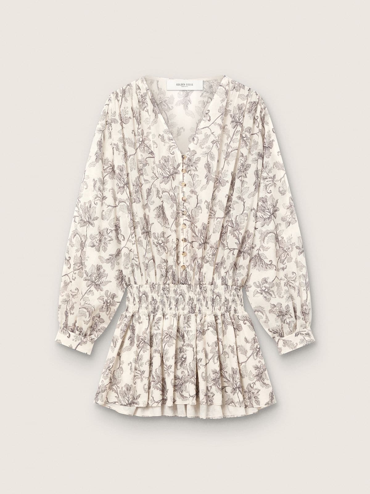 Golden Goose - Damenminikleid aus Baumwolle mit schwarz-wei&szlig;em Blumenprint in 