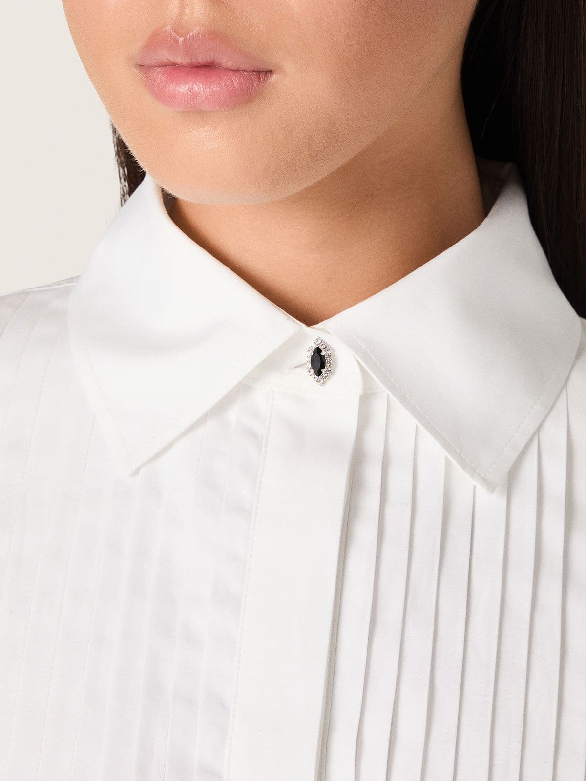 Golden Goose - Women's oversized shirt in white cotton with pleated detail and jewel buttons in 