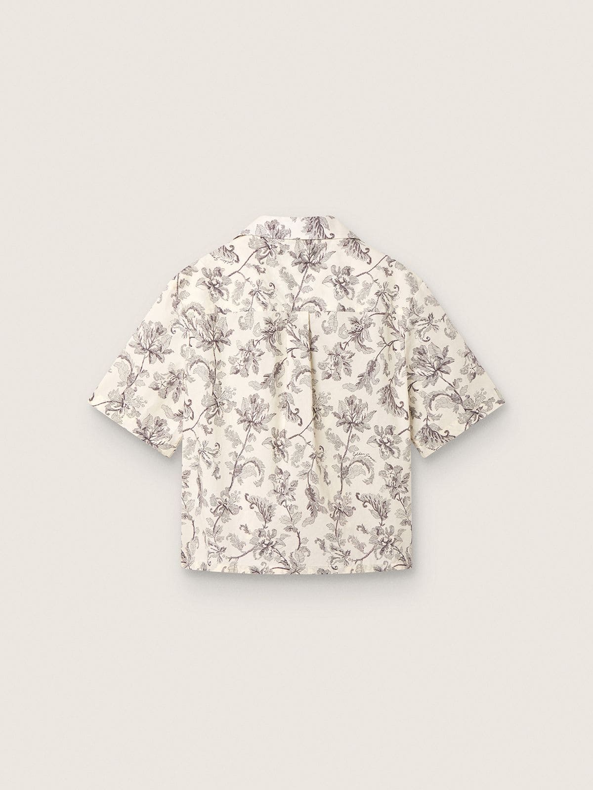 Golden Goose - Camicia boxy da Donna in cotone con stampa floreale bianca e nera in 