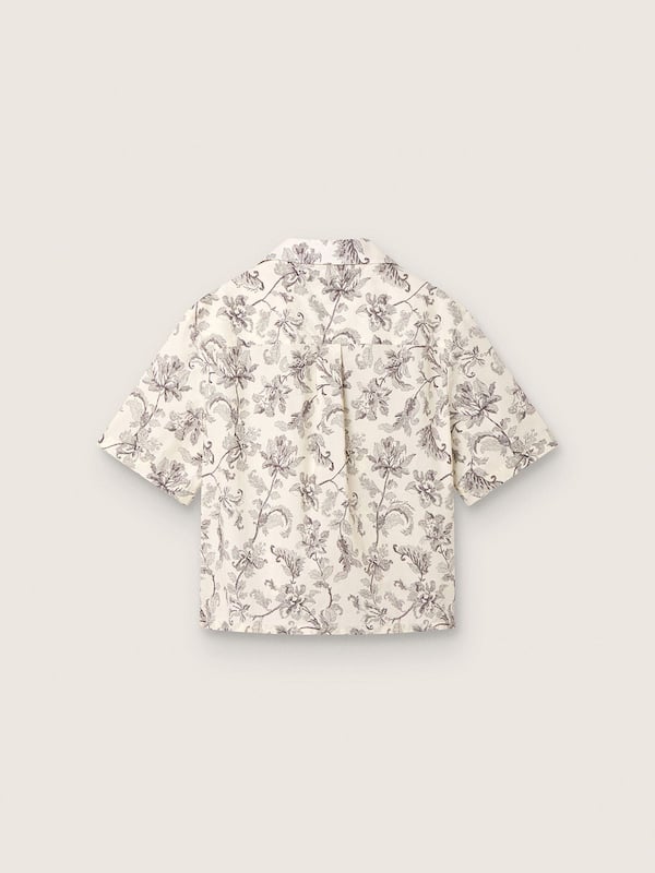Golden Goose - Camicia boxy da Donna in cotone con stampa floreale bianca e nera in 