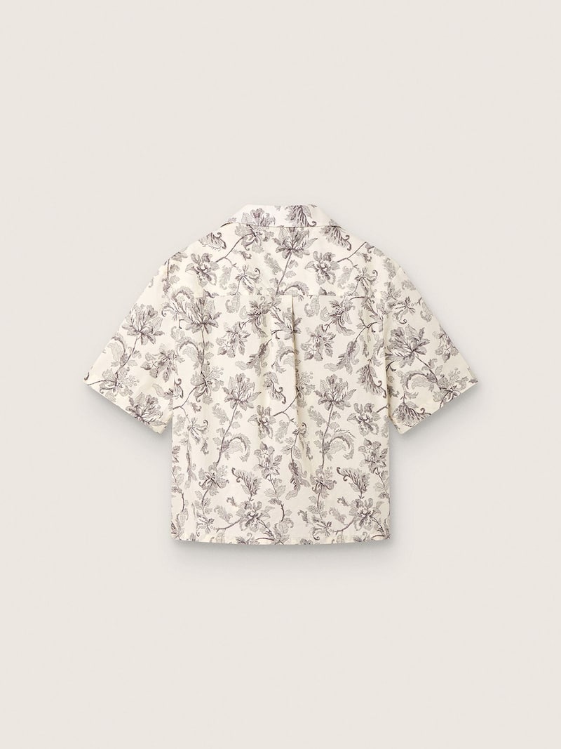 Golden Goose - Camisa boxy de mujer en algod&oacute;n con estampado floral blanco y negro in 