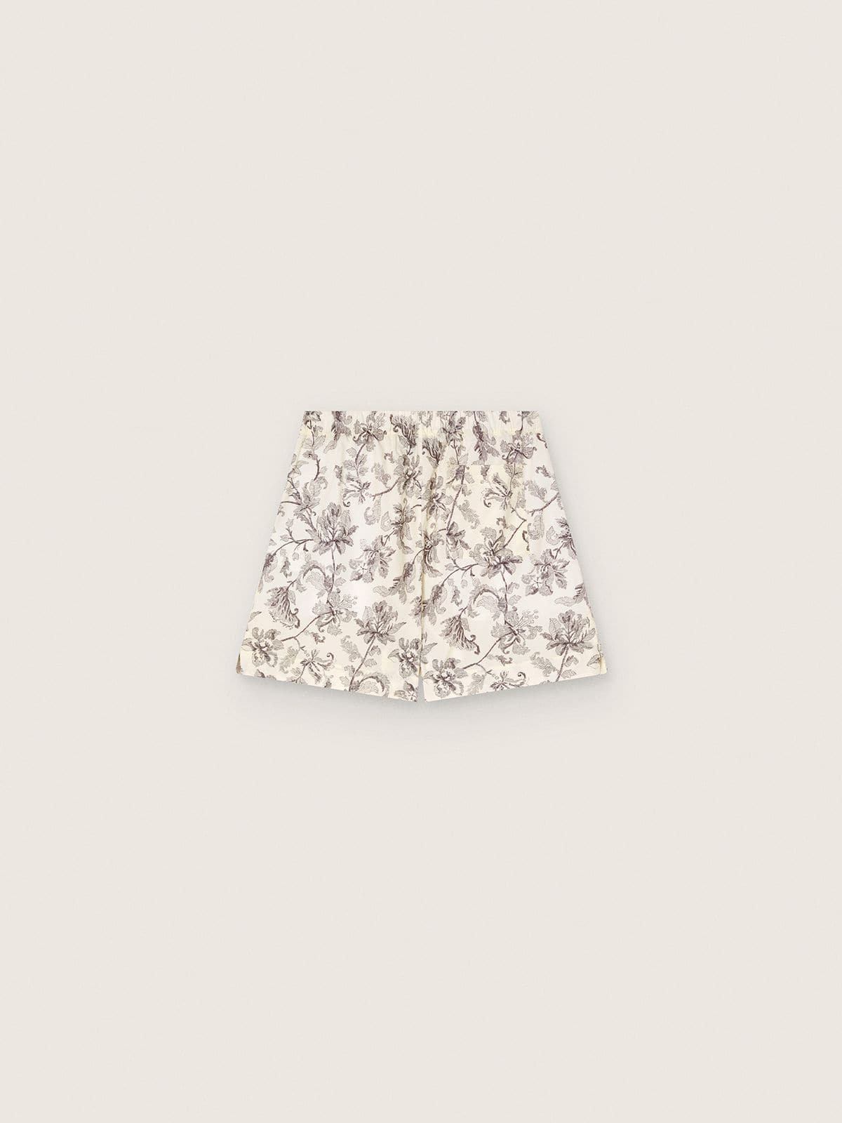 Shorts da Donna in popeline di cotone bianco e nero con stampa floreale