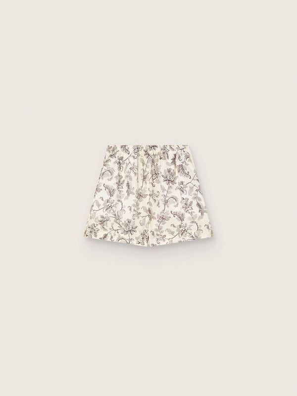 Golden Goose - Damenshorts aus schwarz-wei&szlig;em Baumwollpopeline mit Blumenprint in 