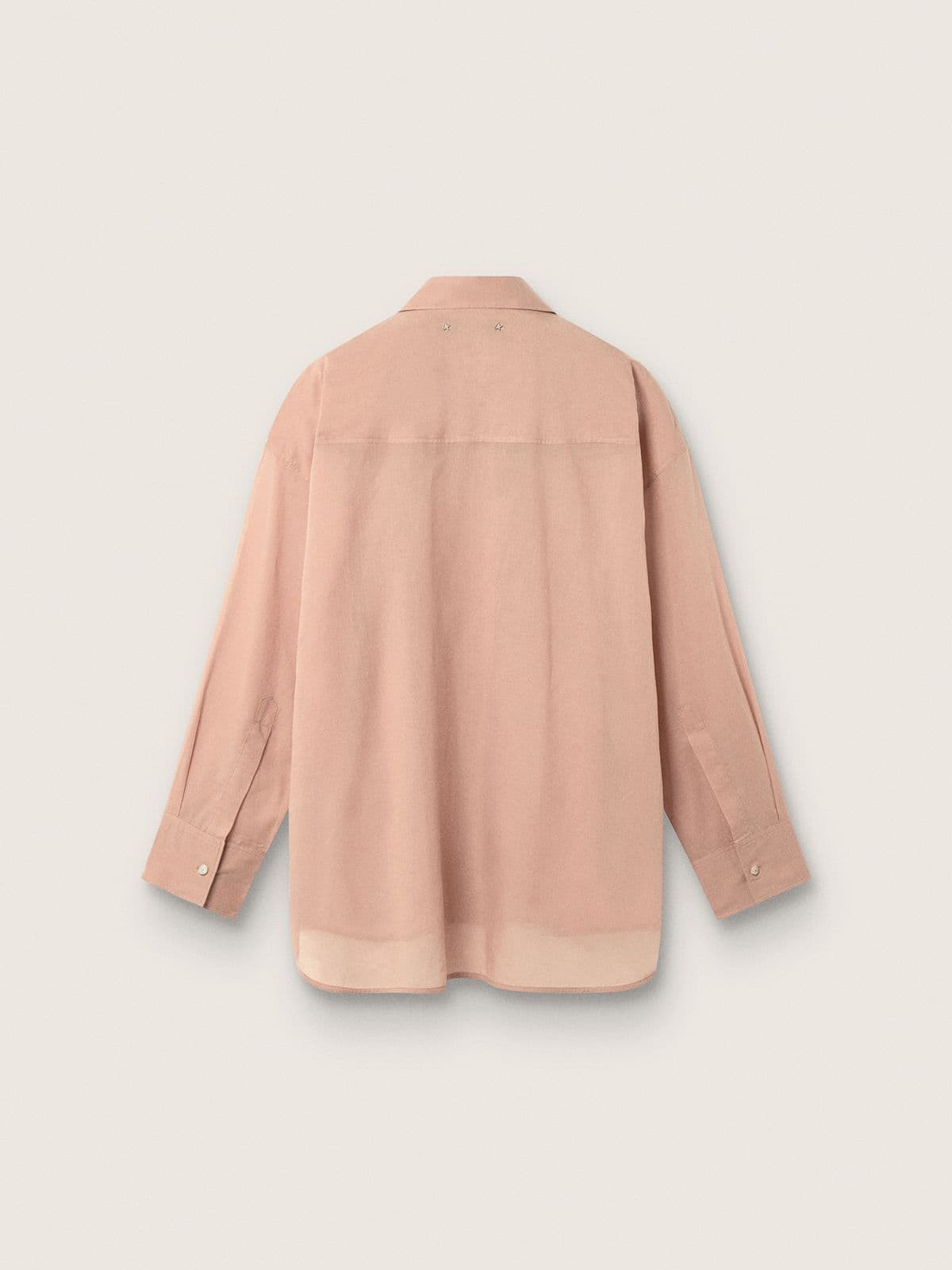 Oversize-Damenhemd aus korallenrotem Baumwollvoile mit Plisseedetail