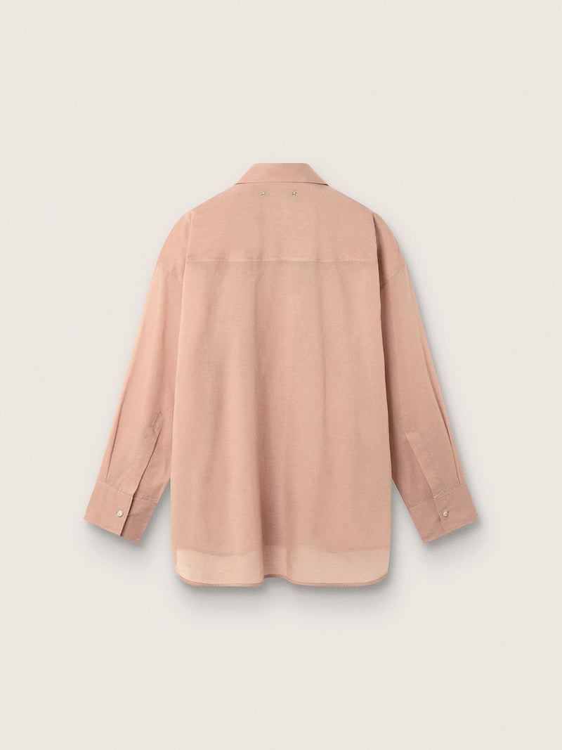 Golden Goose - Camisa oversize de mujer en gasa de algod&oacute;n color coral con detalle plisado in 