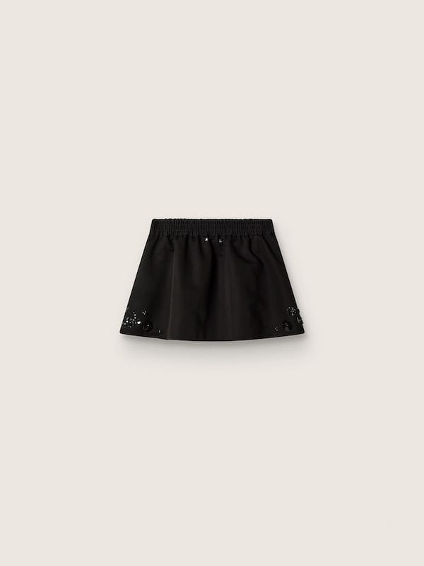 Golden Goose - Women’s miniskirt in black cotton twill with floral sequin embroidery in 