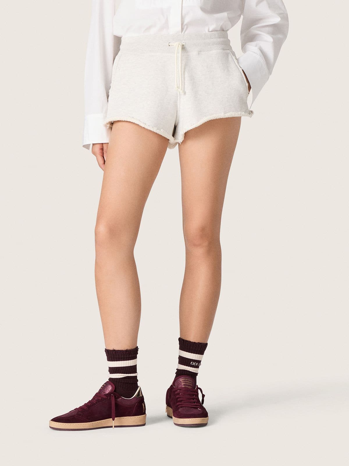 Golden Goose - Star women’s shorts in gray melange fleece in 