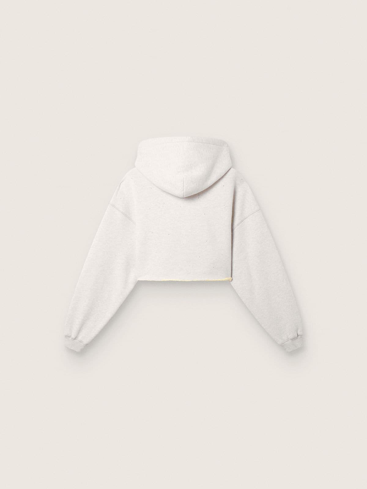Golden Goose - Star women’s cropped hooded sweatshirt in gray melange cotton in 
