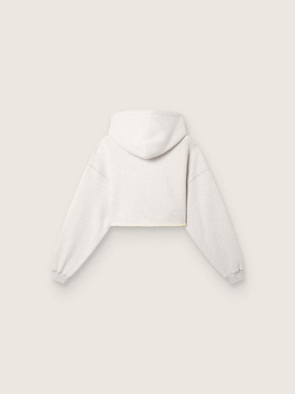 Golden Goose - Star women’s cropped hooded sweatshirt in gray melange cotton in 